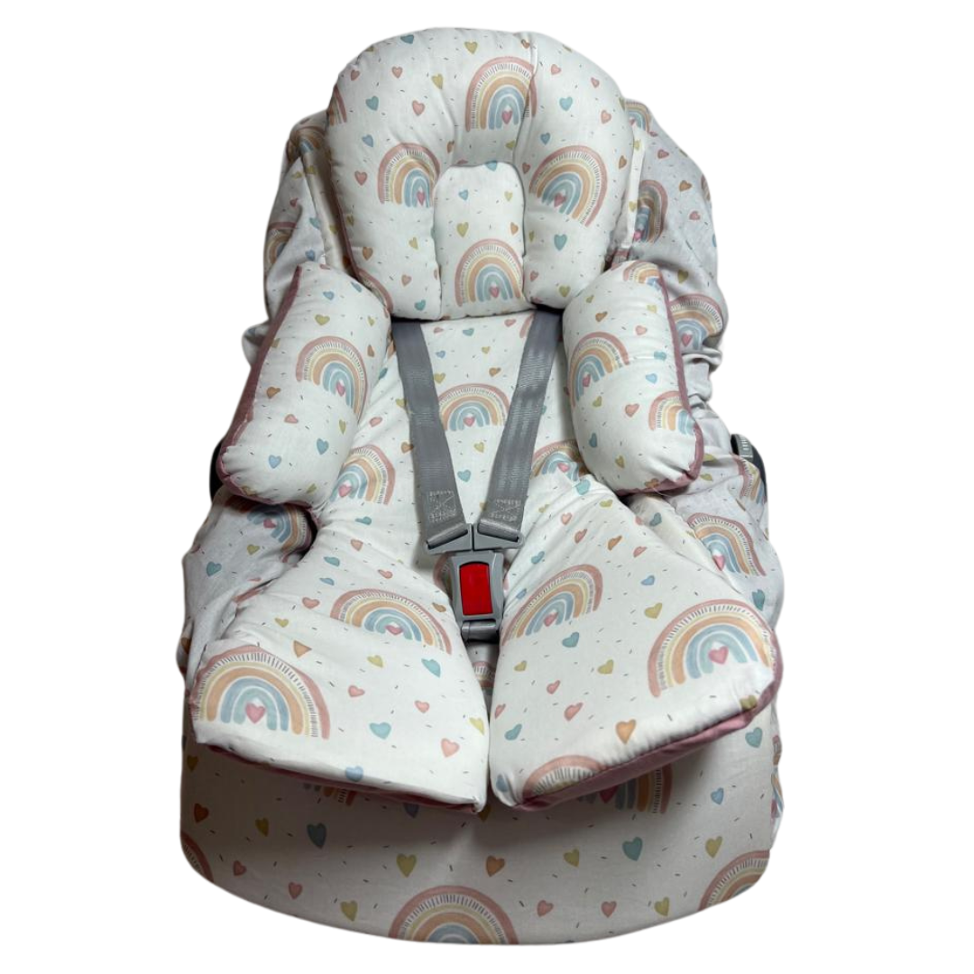capa para bebê confort e redutor Arco íris rosa